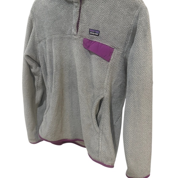 Women’s Patagonia Grey/Purple Fleece Pullover - Size L - Picture 2 of 7